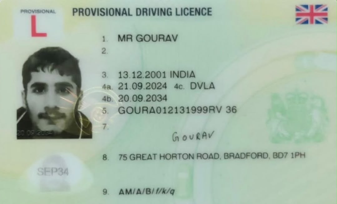 UK Provisional Licence (Polycarbonate) — DVLA-Grade